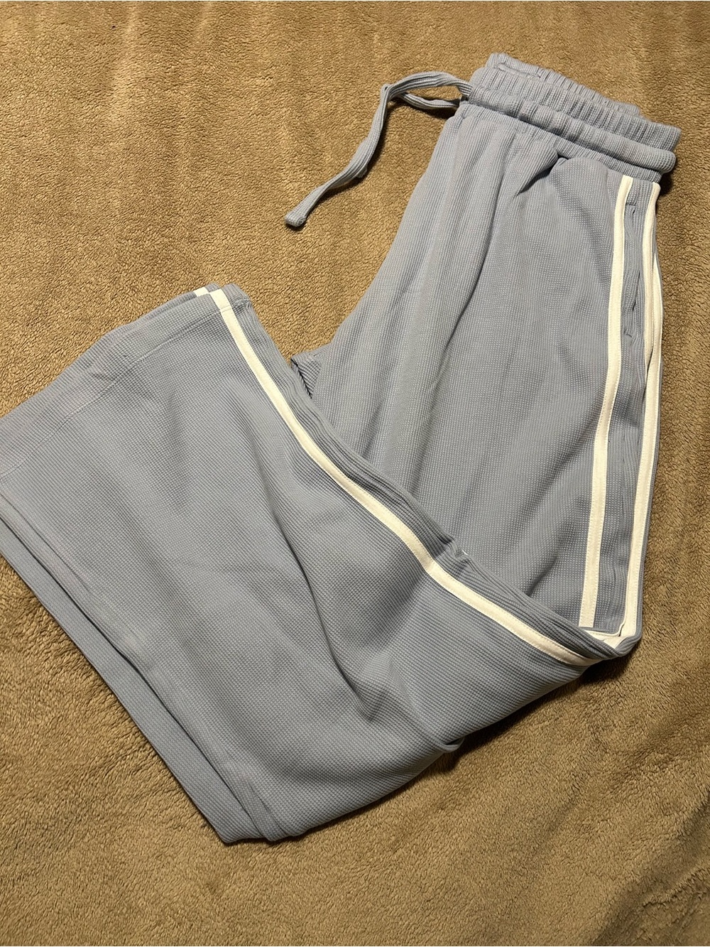 Daily Drills Thermal Resort Pants - Mist Blue with White Stripe Size M/L NWOT